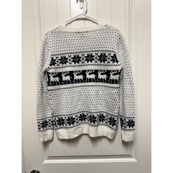POL Women's Fair Isle Christmas Sweater Reindeer Snowflakes Holiday Size Small - Picture 4 of 4
